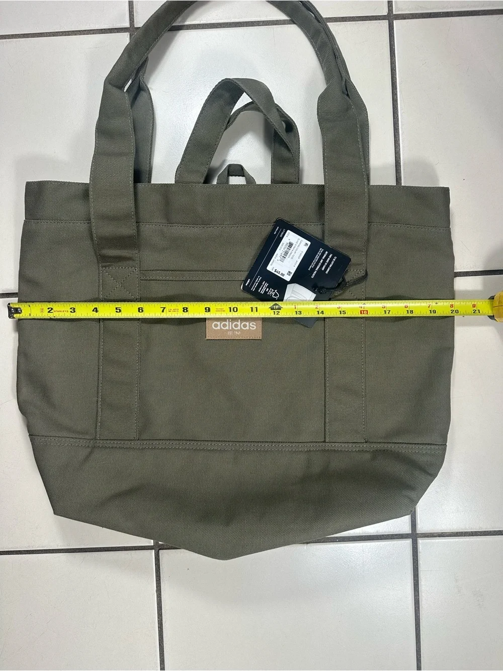 adidas Men Olive Canvas Messenger Tote Bag